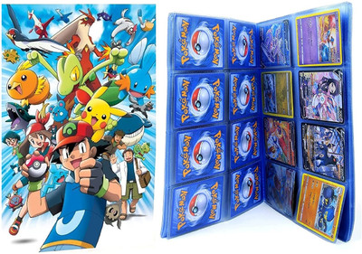 Wild Panda Pokemon card file (24 pages) card holder Pokemon cards binder 8 pockets per page 400 Card Holder(Set of 1, Blue)