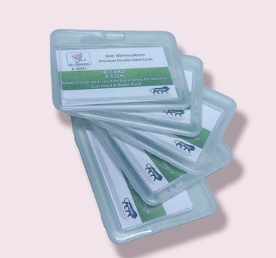 NSSP Horizontal Plastic Locking ID Card Holder for Office/School 1 Card Holder(Set of 5, White, Green)