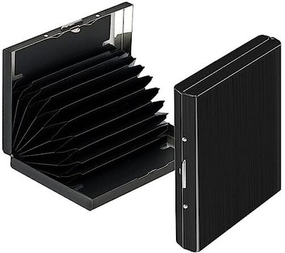 Flipkart SmartBuy Flipkart SmartBuy Black Stainless Steel RFID Blocking Credit/Debit 10 Card Holder(Set of 1, Black)