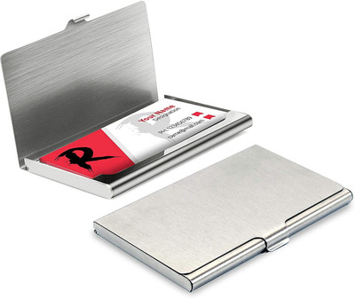 zaphod Pocket Steel ATM Visiting Credit Card Business Card Case Holder - Silver 6 Card Holder(Set of 1, Silver)