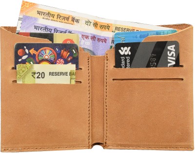 ABYS Genuine hunter Leather Card Holder Minimalist Wallets for Men 6 Card Holder(Set of 1, Tan)