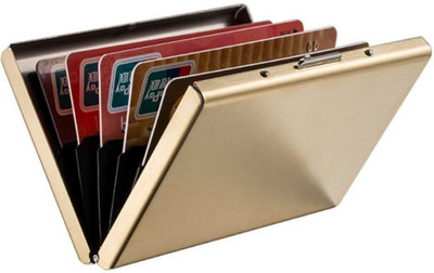 Classium RFID Blocking Metal Gold Credit/Debit Cardholder 6 Card Holder(Set of 1, Gold)