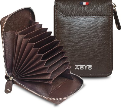 ABYS Men Casual, Formal, Travel, Trendy Brown Genuine Leather Card Holder(10 Card Slots)