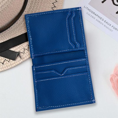 MATSS Faux Leather Bi-Fold RFID Slim Card holder Wallet for Men and Women 6 Card Holder(Set of 1, Blue)