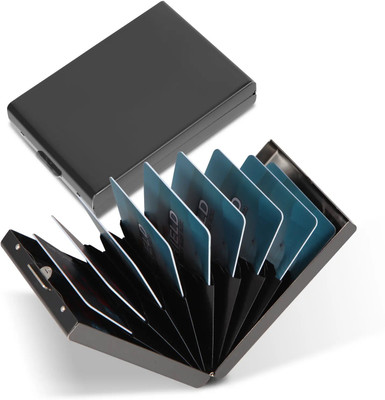 Classium New Launch Black RFID Protected Steel Debit/Credit/ATM For Men & Women Slots 10 Card Holder(Set of 1, Black)