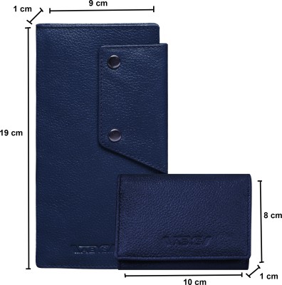 ABYS Blue Genuine Leather Card Wallet Combo Comes With a Beautiful Black Box 15 Card Holder(Set of 3, Blue, Blue)