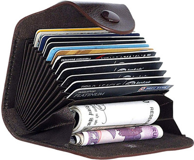 Encelade by StealOdeal Dark Brown Pu Leather For Cash & Credit/Debit Card's 12 Card Holder(Set of 1, Brown)