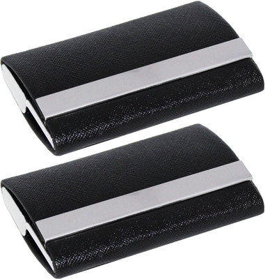 OFIXO Steel Credit Card Holder, Wallet Slim Metal Case for Women or Men 6 Card Holder(Set of 2, Black)