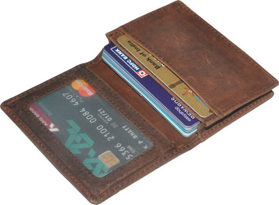 HIDE & SLEEK Card Holder 4 Card Holder(Set of 1, Brown)