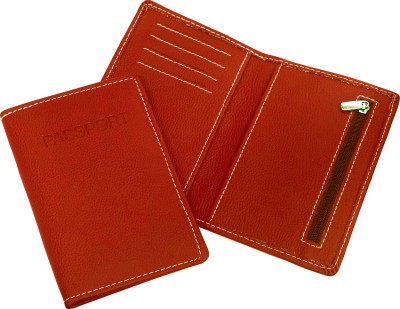 MATSS Faux Leather Orange Passport Card Holder Wallet for Men & Women 8 Card Holder(Set of 1, Tan)