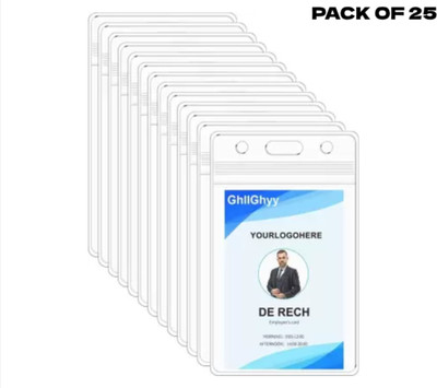 NSSP Vertical Waterproof ID Card Holder with Sealable Zip (Pack of 25, Transparent) 1 Card Holder(Set of 25, White)