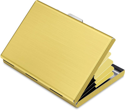 ASV RFID Protected Black Slim Stainless Steel Debit/Credit/ATM Slots 6 Card Holder 6 Card Holder(Set of 1, Gold)