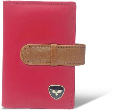 HAWKWOOD Vagan leather card holder with plastic ATM/CREDIT CARD holder RFID protected 20 Card Holder(Set of 1, Red)