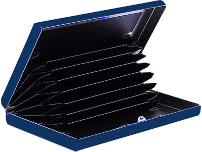 StealODeal Long-lasting Metal Front Pocket Business Credit/Debit/ATM Slots 8 Card Holder(Set of 1, Blue)