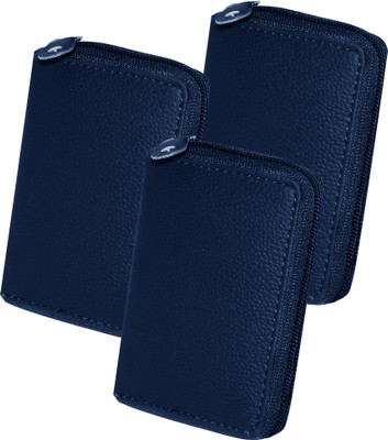 GREEN DRAGONFLY® Leather Wallet, Debit/ Credit Card Holder For Men Women 7 Card Holder(Set of 3, Blue)