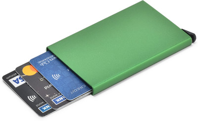 Yellowcoin Metal RFID Blocking Pop Up ATM /Credit Or Debit Card Holder Case for Men & Women 6 Card Holder(Set of 1, Green)