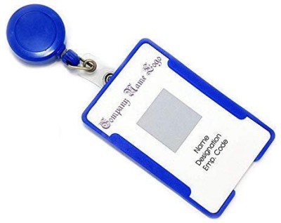 HATHIYANI ID Card Holder with Retractable Yoyo|Can Be Used as Vertical or Horizontal 1 Card Holder(Set of 10, Blue)