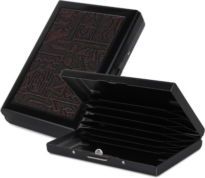 StealODeal Long-Lasting RFID Blocking Egypt Coffee PU Credit/Debit Metal 8 Card Holder(Set of 1, Brown)