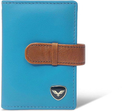 HAWKWOOD Vagan leather card holder with plastic ATM/CREDIT CARD holder RFID protected 20 Card Holder(Set of 1, Blue)