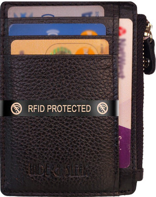 HIDE & SLEEK Card Holder 8 Card Holder(Set of 1, Black)