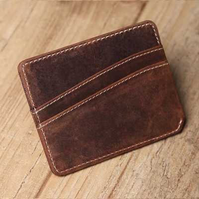 Yellowcoin RFID Blocking Genuine Hunter Leather Credit Card Debit Card Case holder 6 Card Holder(Set of 1, Brown)