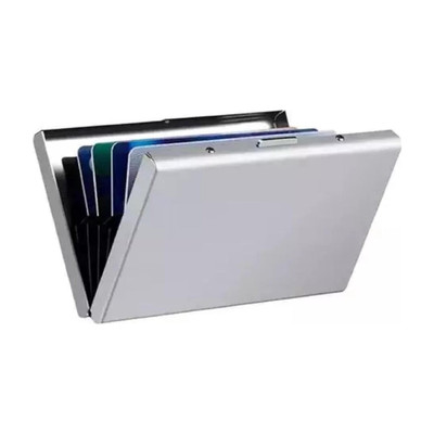QUAKEL Water-Resistant Limited Edition Metal Stylish Waterproof Executiv 6 Card Holder(Set of 1, Silver)