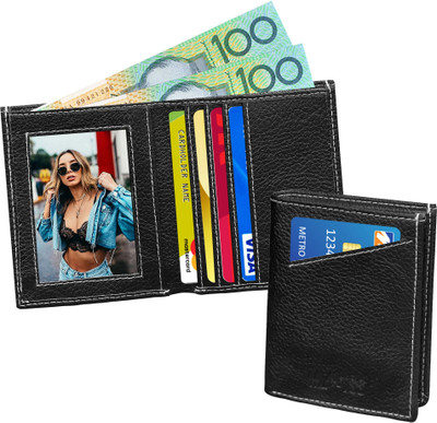 MATSS Genuine Leather Black Card Holder Wallet for Men and Women 6 Card Holder(Set of 1, Brown)