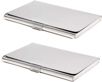 Encelade 10 Card Holder(Set of 2, Silver)