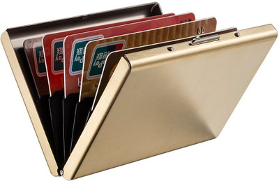 Yellowcoin RFID Secured Waterproof ID Metal Slim Card Holder/Case/wallet Men 6 Card Holder(Set of 1, Gold)