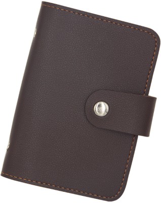 StealODeal PVC Brown Leather Card Holder For Men And Woamn 24 Card Holder(Set of 1, Brown)