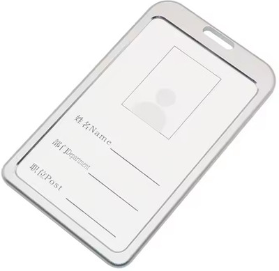 PIXFLIK Metal PVC ID Card Holder/Badge with Scratch Guard for Office ID Cards Only 2 Card Holder(Set of 2, Silver)