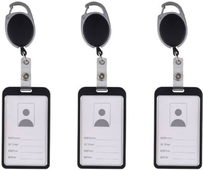 KKSSW Aluminum ID Badge Holder, ID Badge Reel(Pack of 3)