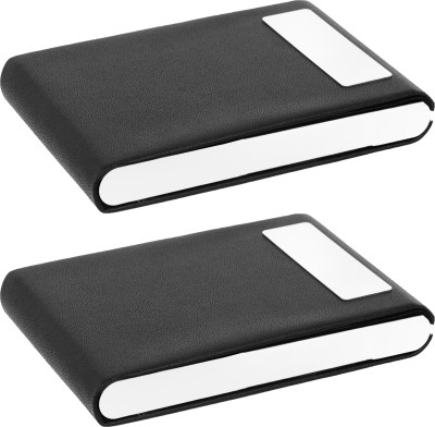 OFIXO 1104_Pack of 2 Steel Credit Card Holder, Wallet Slim Metal Case for Women or Men 6 Card Holder(Set of 2, Black)