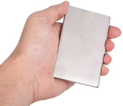 KKSW Satin Unisex Business Card Holders 20 Card Holder(Set of 10, Silver)