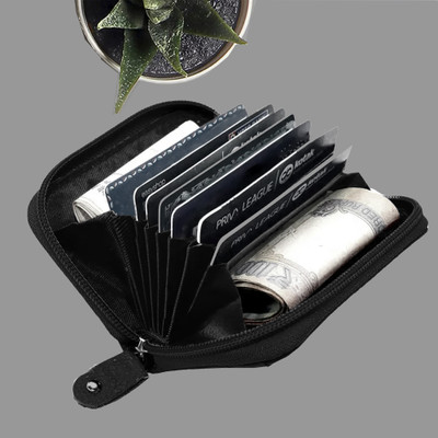 GREEN DRAGONFLY Leather Card Holder For Men & Women 7 Card Holder(Set of 1, Black)
