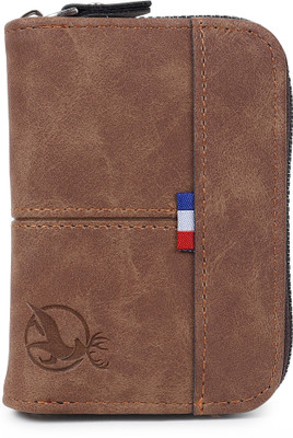 Encelade Long-Lasting Leather Zipper Debit/Credit/ATM Slot 10 Card Holder(Set of 1, Brown)