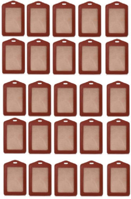 KKSW Leather Unisex ID Card Holder | ID Badge Holder (Vertical) 1 Card Holder(Set of 25, Brown)