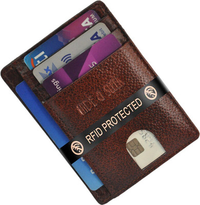 HIDE & SLEEK Card Holder 6 Card Holder(Set of 1, Brown)