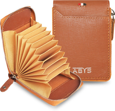 ABYS Tan Genuine Leather 9 Card Slots Card Holder For Men 8 Card Holder(Set of 1, Tan)