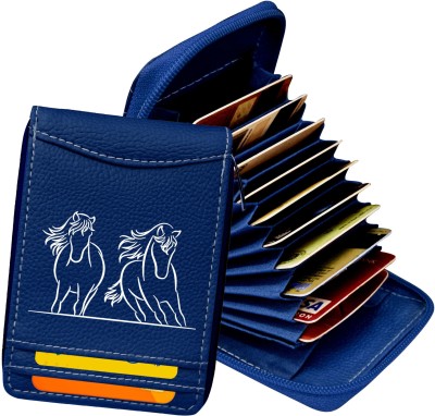 MATSS Men & Women Casual, Ethnic, Evening/Party, Formal, Travel, Trendy Blue, White Artificial Leather Card Holder(12 Card Slots)