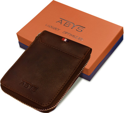 ABYS Men Brown Genuine Leather Wallet(12 Card Slots)