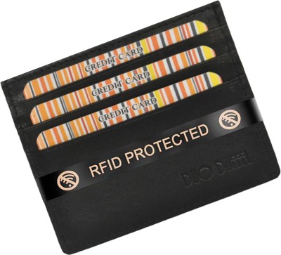 DUO DUFFEL RFID Protected Genuine Leather Slots 6 Card Holder(Set of 1, Black)