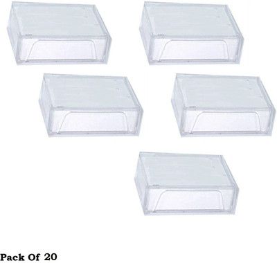 NSSP Transparent Business/Visiting Card Holder Box – Durable & Secure Storage 100 Card Holder(Set of 20, Silver)