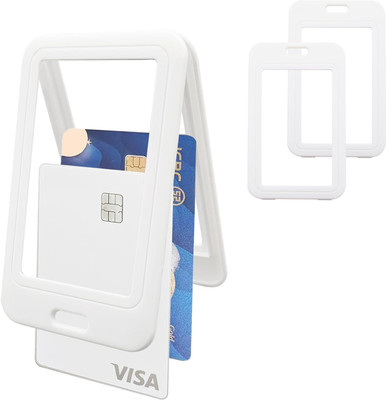 ASV ID Badge Holder with Double-Sided Windows Vertical Hard Plastic 3 Card Holder(Set of 3, White)