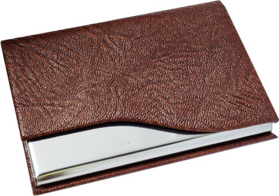 Flipkart SmartBuy 10 Slot Metal Leatherite Business Card/Visiting Card/Credit Card Holder Wallet with Magnetic Closure (Brown&Silver) 10 Card Holder(Set of 1, Multicolor)