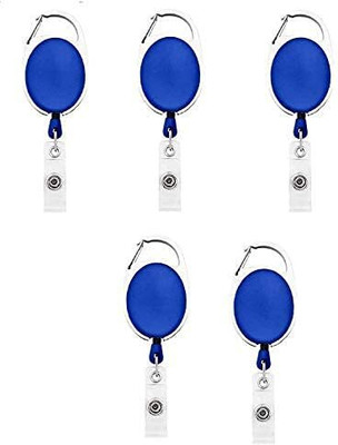 Sharma Cards ID Badge Card Holder (YoYo) Oval Pulley Retractable Reel 1 Card Holder(Set of 5, Blue)