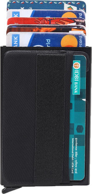 PINMORA Black Wallet With Elasticity Side Pocket Credit Cards Case 7 Card Holder(Set of 1, Black)