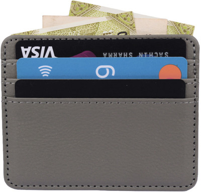 StealODeal Grey Pu Leather 4 Card Holder(Set of 1, Grey)