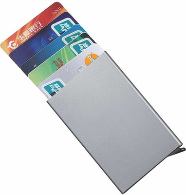 PEACORA Metal RFID Protected Pop Up Credit Debit Card Holder for Men Women - silver 7 Card Holder(Set of 1, Silver)
