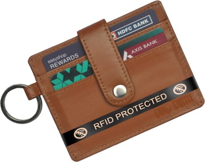 DUO DUFFEL RFID Protected Genuine Black Leather Slot Credit 4 Card Holder(Set of 1, Tan)